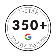 350 plus 5 star Google reviews badge